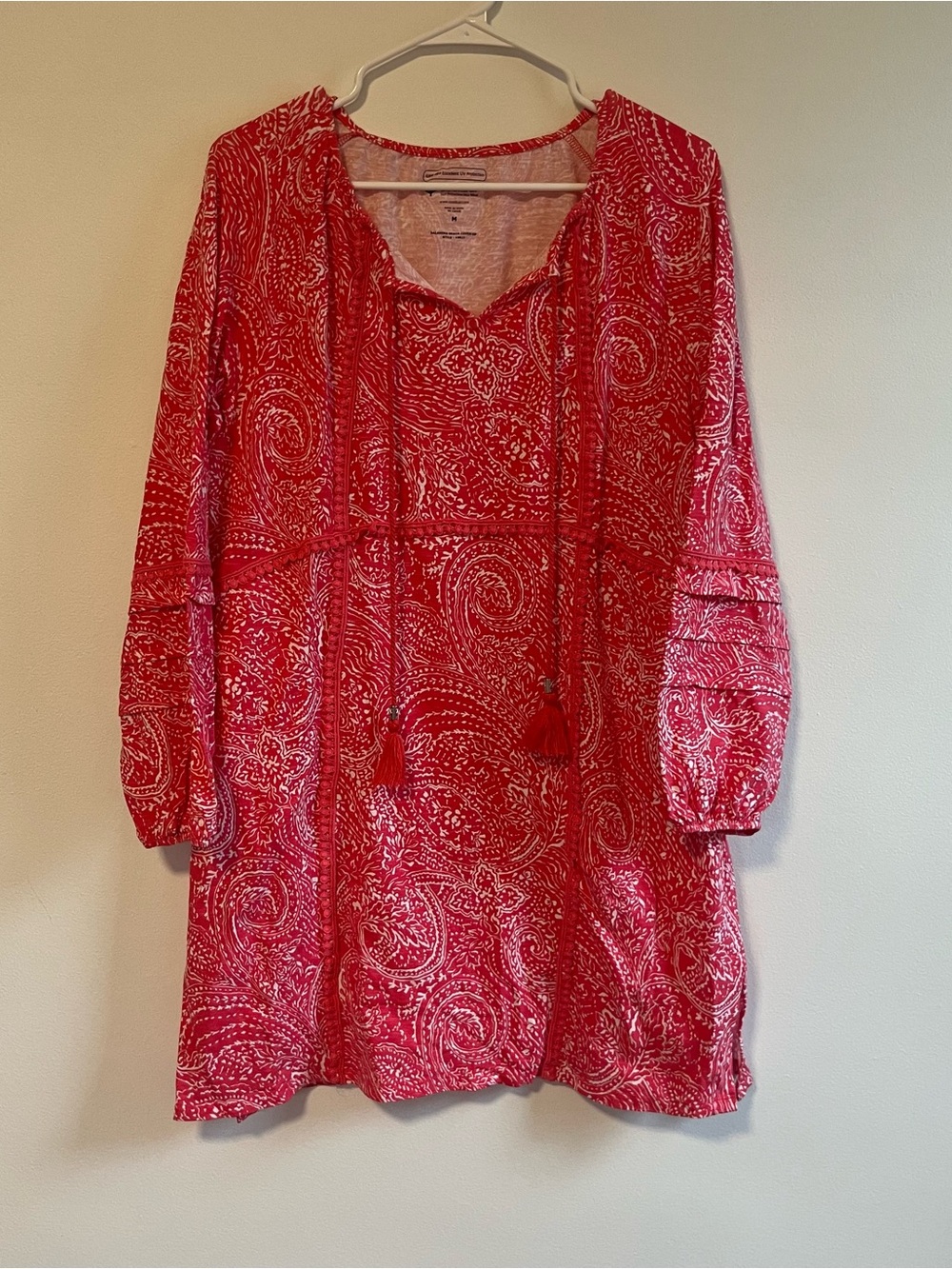 Coolibar coral and White Paisley Swim Cover-Up size medium